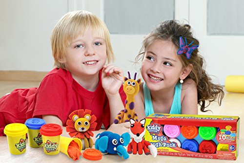 Kiddy Dough 10 Paquete de plastilina de Color – Construido en modelar y Esculpir Playset con 10 latas Individuales de 2 onzas