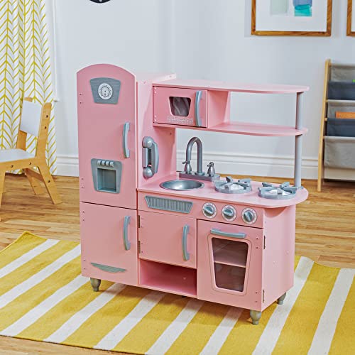 KidKraft 53179 Cocina de juguete con diseño Vintage de madera para niños con teléfono de juguete incluido - Rosa