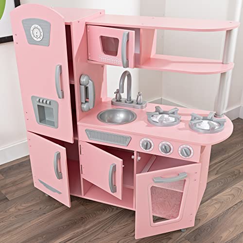 KidKraft 53179 Cocina de juguete con diseño Vintage de madera para niños con teléfono de juguete incluido - Rosa