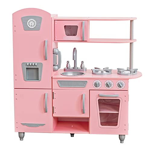 KidKraft 53179 Cocina de juguete con diseño Vintage de madera para niños con teléfono de juguete incluido - Rosa