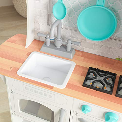 KidKraft 53424 Cocina de juguete Countryside de madera para niños con frigorífico magnético, dispensador de hielo de juguete y accesorios de juego incluidos