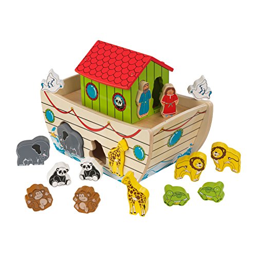 KidKraft 63244 Juego de madera para niños Arca de Noé con 17 piezas incluidas para identificar formas y animales , color/modelo surtido