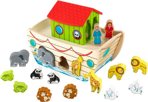 KidKraft 63244 Juego de madera para niños Arca de Noé con 17 piezas incluidas para identificar formas y animales , color/modelo surtido