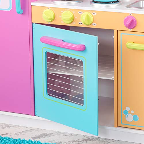 KidKraft- Cocina de juguete de madera Deluxe Big and Bright, para niños, con accesorios para juegos de dramatización incluidos, Color Multicolor (53100 )