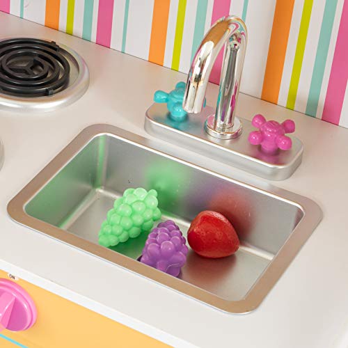 KidKraft- Cocina de juguete de madera Deluxe Big and Bright, para niños, con accesorios para juegos de dramatización incluidos, Color Multicolor (53100 )