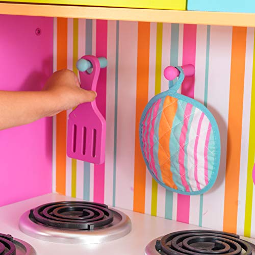 KidKraft- Cocina de juguete de madera Deluxe Big and Bright, para niños, con accesorios para juegos de dramatización incluidos, Color Multicolor (53100 )