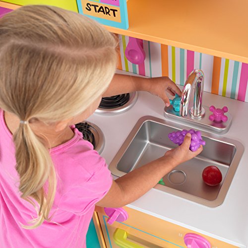 KidKraft- Cocina de juguete de madera Deluxe Big and Bright, para niños, con accesorios para juegos de dramatización incluidos, Color Multicolor (53100 )