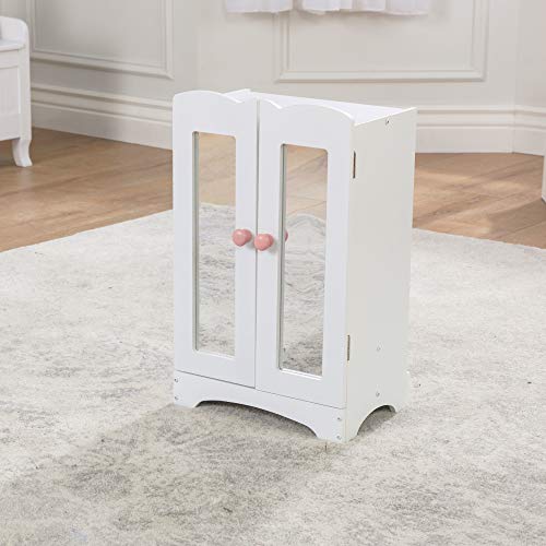 KidKraft-Lil' Doll Armoire Armario de madera blanca con perchas, accesorio para muebles de dormitorio para muñecas de 45 cm (60132)