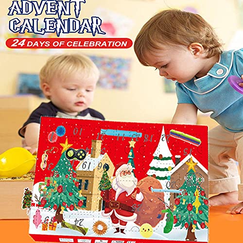 Kids Christmas 24 Days Countdown Calendar, 2021 Christmas Advent Calendar Toy Pop Pack, Paquete de Juguetes para Aliviar el Estrés sensorial Set para Regalos Sorpresa Caja Ciega de Navidad