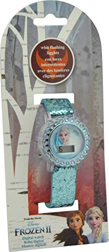 Kids Licensing |Reloj Digital Niños | Reloj Frozen II |Diseño Efecto Glitter |Reloj Infantil con Luz | Reloj de Pulsera Infantil Ajustable| Bisel Decorado | Reloj de Aprendizaje | Licencia Oficial