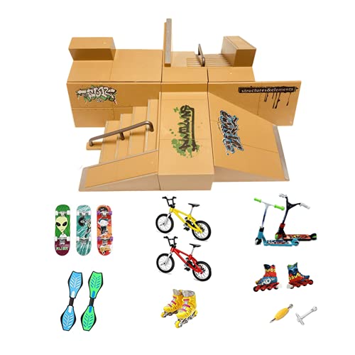 Kidsdream - Kit de rampa para monopatín de dedo, accesorios de entrenamiento con 19 piezas, monopatines, rampas, patines, scooters, bicicletas y tablas de ruedas