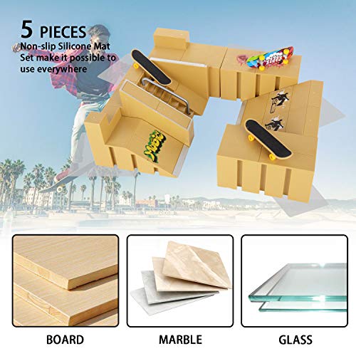 KidsHobby 8pcs Kit de Rampas Skatepark del Patin Mini Dedo Monopatin Patín del Dedo Fingerboards Parques Tablero Juguete Divertido Regalo Creativo para Niños(8 Pieza del Parque+3 Mini Patín del Dedo)