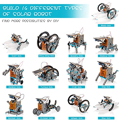 KIDWILL Juguetes Robot Solar STEM Kit para Niños 14 en 1 Juguetes Kits de Ciencia Educativa, Construcción Alimentado por Solar Conjunto Robótico para Niños, Adolescentes y Amantes de la Ciencia