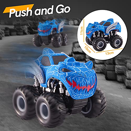 kimonca Monster Truck 4 Piezas Camión Inercia Rotación de 360 Grados Juguetes Regalo para Niños Niñas 3 4 5 Año