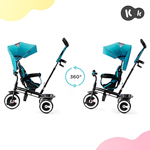 Kinderkraft Triciclo Evolutivo ASTON, Cabina desplegable, Cinturón, 9 Meses a 5 Años, Azul