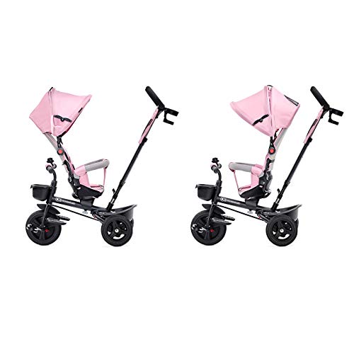 Kinderkraft Triciclo Plegable AVEO, Asiento Giratorio, Hasta 5 Años, Rosa