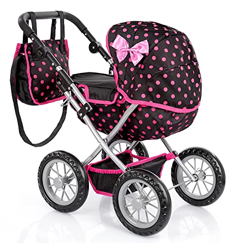 Kinderplay Carrito Bebe Juguetes, Cochecito para Muñecas, Cochecito de Muñecas, Gondola - Trendy Carrito Muñeca, La Altura al Mango es En Un Rango de 33 a 63 cm, Muñeca 41 cm, KP0262G