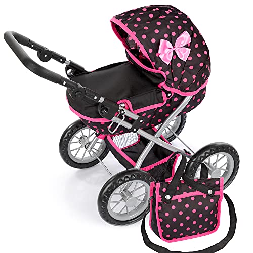 Kinderplay Carrito Bebe Juguetes, Cochecito para Muñecas, Cochecito de Muñecas, Gondola - Trendy Carrito Muñeca, La Altura al Mango es En Un Rango de 33 a 63 cm, Muñeca 41 cm, KP0262G