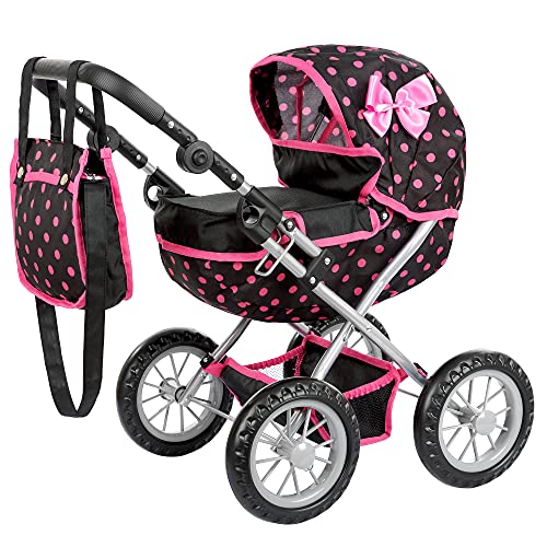 Kinderplay Carrito Bebe Juguetes, Cochecito para Muñecas, Cochecito de Muñecas, Gondola - Trendy Carrito Muñeca, La Altura al Mango es En Un Rango de 33 a 63 cm, Muñeca 41 cm, KP0262G