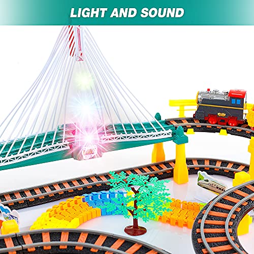 Kinderplay Tren eléctrico con Pista de Carreras para niños, vías férreas, vías para Coches, Tren a batería, 2 en 1 KP0635