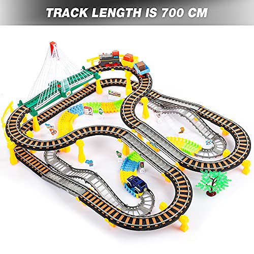 Kinderplay Tren eléctrico con Pista de Carreras para niños, vías férreas, vías para Coches, Tren a batería, 2 en 1 KP0635