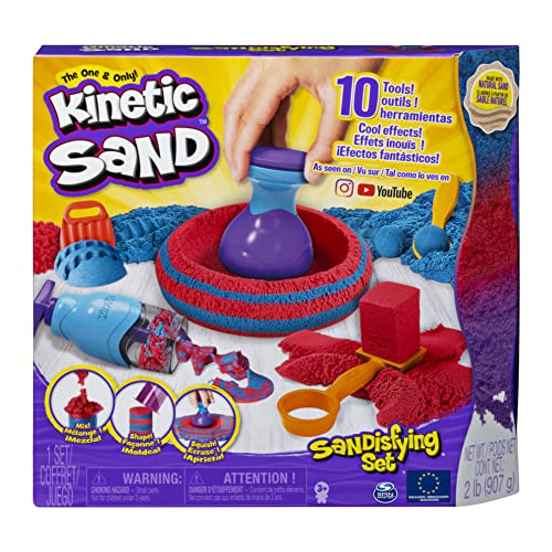 Kinetic Sand, Caja Sandisfying con 907 g de Arena y 10 Herramientas para niños a Partir de 3 años