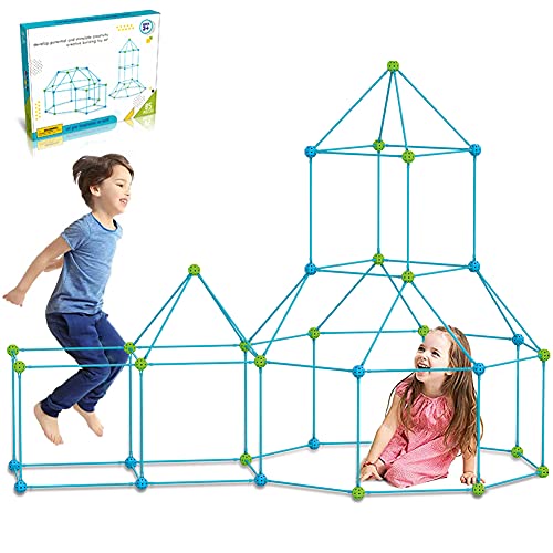 Kit De Construcción De Fuertes para Niños 3 a 12 años, Juego De Construcción para Interiores con Palos De Construcción,Túneles De Construcción De Fortalezas De Bricolaje, Tienda De Campaña (120 pcs)