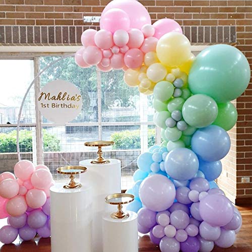 Kits de guirnaldas de globos, 123Pcs Rainbow Balloon Garland 5M16ft Long Macaron Balloons, For Party Wedding Birthday Balloons Decorations, Unicorn Party, Pastel Rainbow Party Supplies.