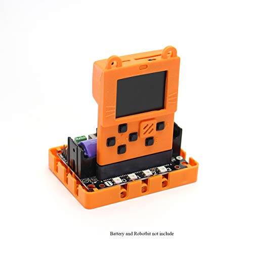 Kittenbot Meowbit Card-Sized Retro Computer Codable Console for Microsoft Makecode Arcade and Python Video Game Console Compatible with Micro:bit Expansion Board for Robot (Meowbit-Orange)