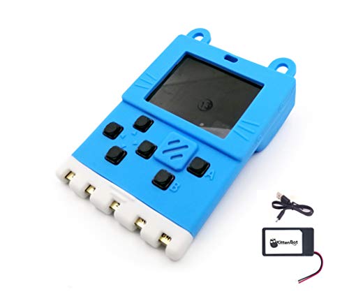 Kittenbot Meowbit Card-Sized Retro Computer Video Game Console Codable Console for Microsoft Makecode Arcade & Python Compatible with Micro:bit Expansion Board for Building Robot (Meowbit Pack-Blue)