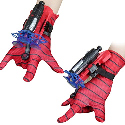 KKPLZZ Spiderman Launcher Glove, Kids Plastic Cosplay Glove Hero Launcher Juego de Juguetes de muñeca Gran Regalo para los fanáticos de Spiderman, Juguetes educativos para niños