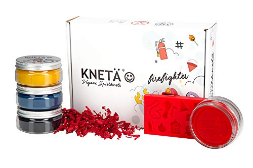 KNETÄ® plastilina Set Ideas para Regalos Fiesta de cumpleaños para niños I plastilina para niños I Ingredientes Naturales, Juguetes plastilina (Set de 4 * Especiales *, Bomberos)