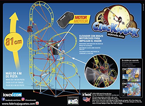 K'nex 41210 Thrill Rides. Clock Work Montaña Rusa. Juego de Construcción con Motor. 305 Piezas. + 7 años. (Ref, 4 Metros de Recorrido