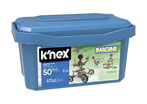 K'nex Imagine - Creation Zone, Juego de Construcción, Baul con 417 piezas, 50 Construcciones Diferentes, +7 años (Ref.41251)