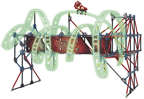 K'nex Thrill Rides Montaña Rusa Web Weaver. Juego de Construcción con Motor. Brilla en la Oscuridad. Knex 399 Piezas 2 Posiciones Fluorescente (Fábrica de Juguetes 41229)