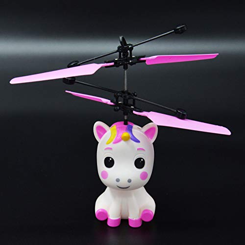 Kögler 54517 Mini Flyer - Mando a Distancia y Cable USB, diseño de Unicornio Volador con Efecto de luz LED y hélice, Hecho a Mano, Regalo Ideal para niños, niñas a Partir de 6 años, Multicolor