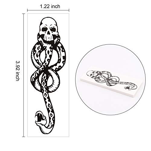 Konsait 20 Hojas Dark Mark Death Eater Tattoos, Dark Mark Mamba Skull Tatuajes temporales para adultos Niños Halloween Cosplay/Disfraz Accesorios de tatuaje Fiesta de Halloween