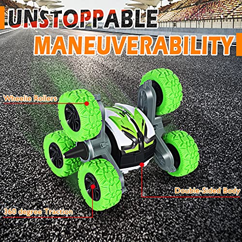 Kqpoinw Coche de Control Remoto, 6WD RC Stunt Car 2.4GHz Anfibio Offroad Car Impermeable 360 ​​° Rotación Vehículo Todoterreno Coches Juguetes para niños Niños Niñas Adultos (Verde)