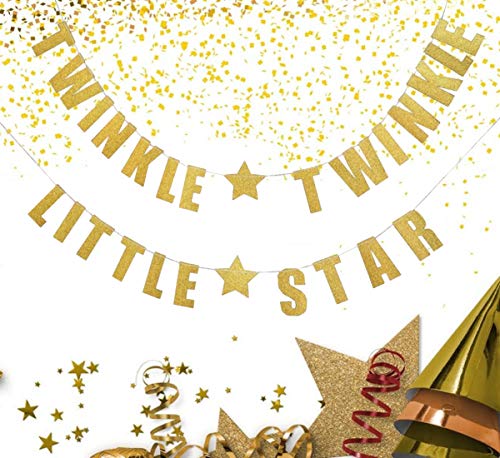 Kreatwow Twinkle Baby Shower, Decoraciones de cumpleaños para niña - Guirnalda de Globos de Luna y Estrella Blanca y Rosa, Pancarta Dorada Twinkle Little Star