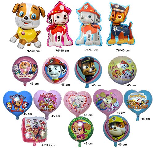 KRUCE 15 PC Paw Dog Patrol Birthday Party Foil Balloons, Paw Dog Patrol Foil Balloons for Kids Gift Fiesta de cumpleaños Suministros Decoración