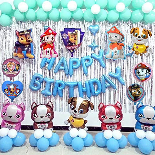 KRUCE 15 PC Paw Dog Patrol Birthday Party Foil Balloons, Paw Dog Patrol Foil Balloons for Kids Gift Fiesta de cumpleaños Suministros Decoración