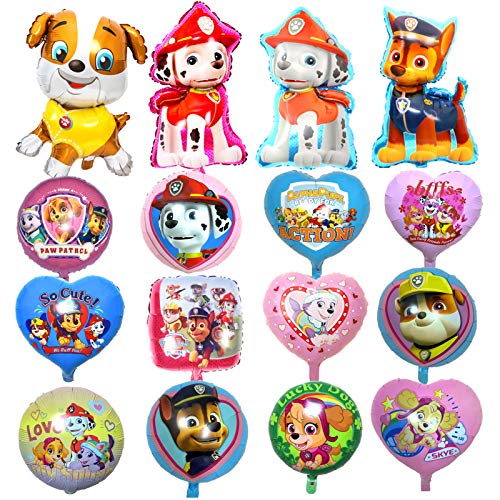 KRUCE 15 PC Paw Dog Patrol Birthday Party Foil Balloons, Paw Dog Patrol Foil Balloons for Kids Gift Fiesta de cumpleaños Suministros Decoración