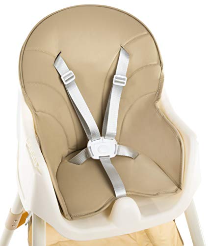 KRUZZEL Trona para bebé, ajustable, plegable, con cinturón de 5 puntos, 12060, color: beige