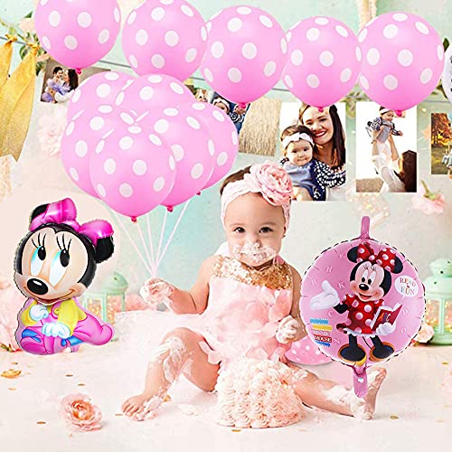 Ksopsdey Minnie Party Globos, Decoraciones de cumpleaños, Artículos para Fiestas temáticas de Mickey y Minnie 1er Fiesta Cumpleaños Bebe Globos Decoracion