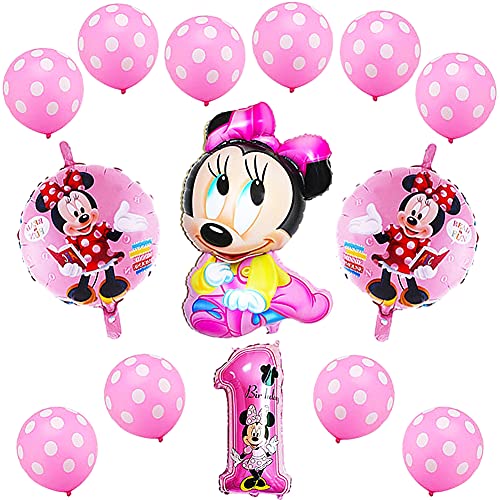 Ksopsdey Minnie Party Globos, Decoraciones de cumpleaños, Artículos para Fiestas temáticas de Mickey y Minnie 1er Fiesta Cumpleaños Bebe Globos Decoracion