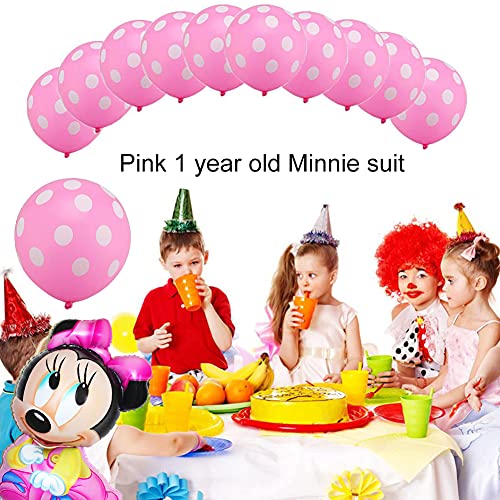 Ksopsdey Minnie Party Globos, Decoraciones de cumpleaños, Artículos para Fiestas temáticas de Mickey y Minnie 1er Fiesta Cumpleaños Bebe Globos Decoracion