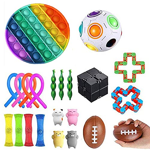 KUNSTIFY POP IT Fidget Toy - Juguete antiestrés simple con figuras de pelota de juguete Squishy Set Bubble Push Pop (redondo, juego de rugby)