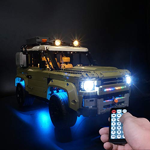 Kyglaring LED Light Kit para Lego Land Rover Defender 42110 con control remoto Iluminación Building Blocks Ladrillos para Lego Technic Land Rover Defender 42110 Building Kit (Modelo 42110 NO incluido)