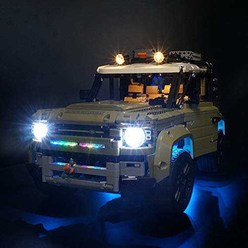 Kyglaring LED Light Kit para Lego Land Rover Defender 42110 con control remoto Iluminación Building Blocks Ladrillos para Lego Technic Land Rover Defender 42110 Building Kit (Modelo 42110 NO incluido)