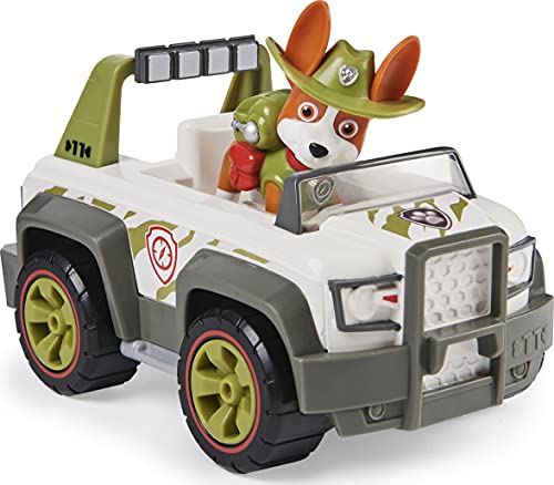 La Pat' Patrouille 6059511 - Vehículo de 15 cm con 1 Figura Coleccionable de Tracker de la Patrulla Canina, Juguete Infantil a Partir de 3 años de Edad